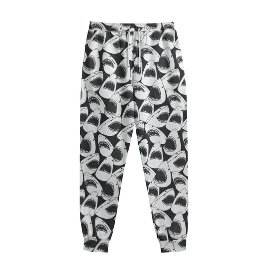 White And Grey Shark Pattern Print Sweatpants
