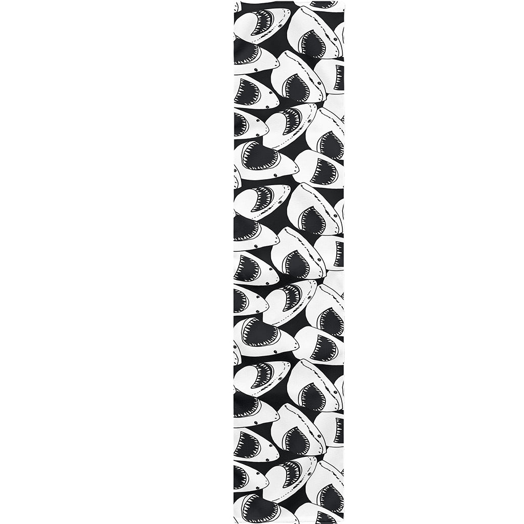 White And Grey Shark Pattern Print Table Runner