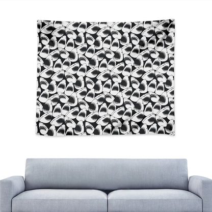 White And Grey Shark Pattern Print Tapestry