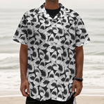 White And Grey Shark Pattern Print Textured Short Sleeve Shirt