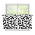 White And Grey Shark Pattern Print Tier Curtains