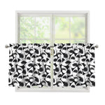 White And Grey Shark Pattern Print Tier Curtains