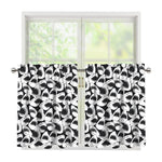 White And Grey Shark Pattern Print Tier Curtains