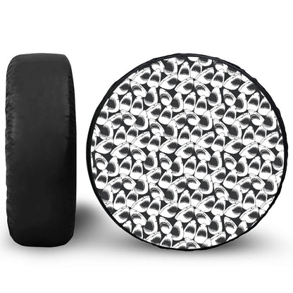 White And Grey Shark Pattern Print Tire Cover