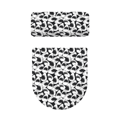 White And Grey Shark Pattern Print Toilet Lid And Tank Cover Set