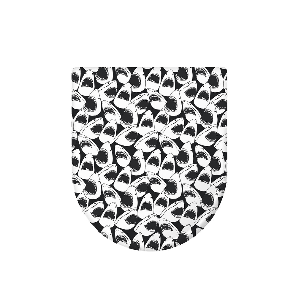 White And Grey Shark Pattern Print Toilet Lid Cover