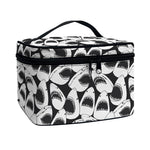 White And Grey Shark Pattern Print Travel Makeup Bag