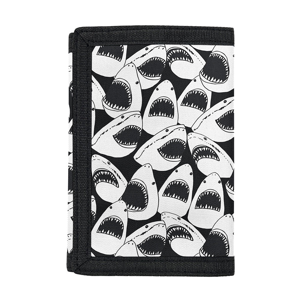 White And Grey Shark Pattern Print Trifold Wallet
