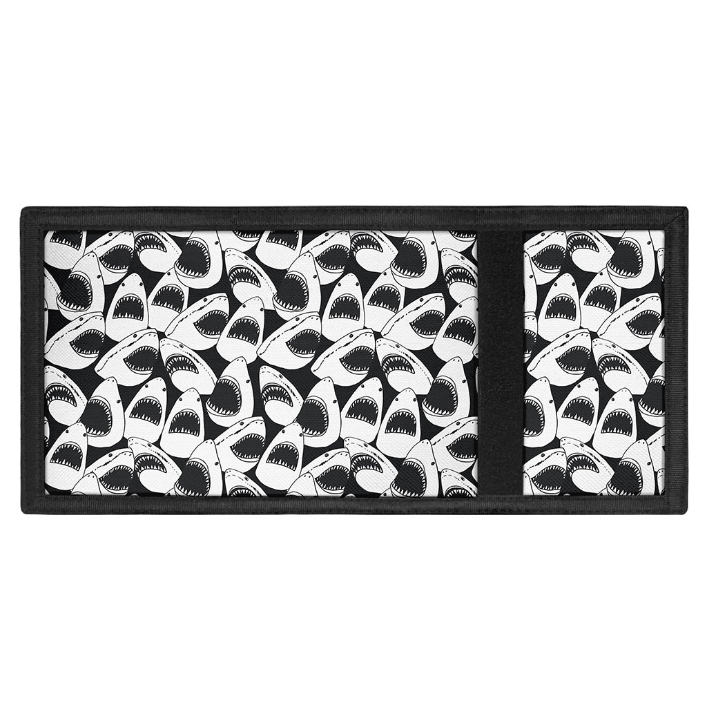 White And Grey Shark Pattern Print Trifold Wallet