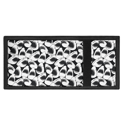White And Grey Shark Pattern Print Trifold Wallet