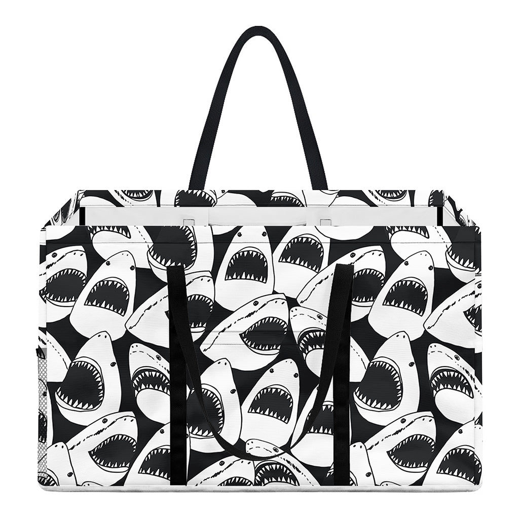 White And Grey Shark Pattern Print Utility Tote Bag