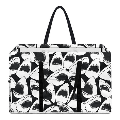 White And Grey Shark Pattern Print Utility Tote Bag