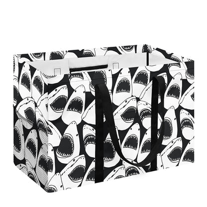White And Grey Shark Pattern Print Utility Tote Bag