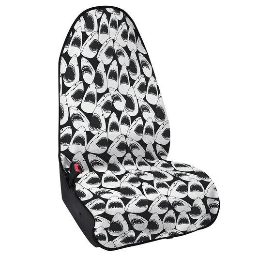 White And Grey Shark Pattern Print Waterproof Car Seat Cover