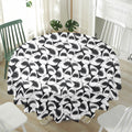 White And Grey Shark Pattern Print Waterproof Round Tablecloth