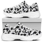 White And Grey Shark Pattern Print White Chunky Shoes