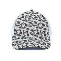 White And Grey Shark Pattern Print White Mesh Trucker Hat
