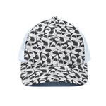 White And Grey Shark Pattern Print White Mesh Trucker Cap