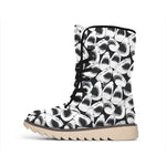 White And Grey Shark Pattern Print Winter Boots