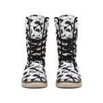 White And Grey Shark Pattern Print Winter Boots
