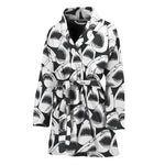 White And Grey Shark Pattern Print Women's Bathrobe