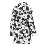 White And Grey Shark Pattern Print Women's Bathrobe