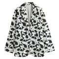 White And Grey Shark Pattern Print Women's Blazer