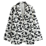 White And Grey Shark Pattern Print Women's Blazer