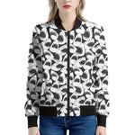 White And Grey Shark Pattern Print Women's Bomber Jacket