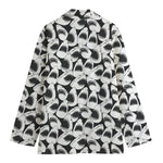 White And Grey Shark Pattern Print Women's Cotton Blazer