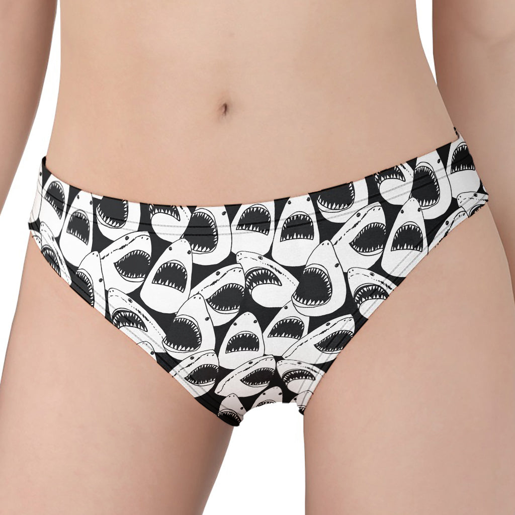 White And Grey Shark Pattern Print Women's Panties