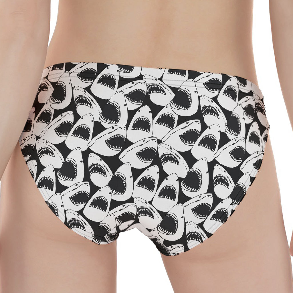 White And Grey Shark Pattern Print Women's Panties