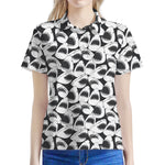 White And Grey Shark Pattern Print Women's Polo Shirt
