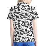 White And Grey Shark Pattern Print Women's Polo Shirt