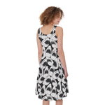 White And Grey Shark Pattern Print Women's Sleeveless Dress