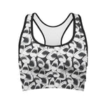 White And Grey Shark Pattern Print Women's Sports Bra
