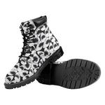 White And Grey Shark Pattern Print Work Boots