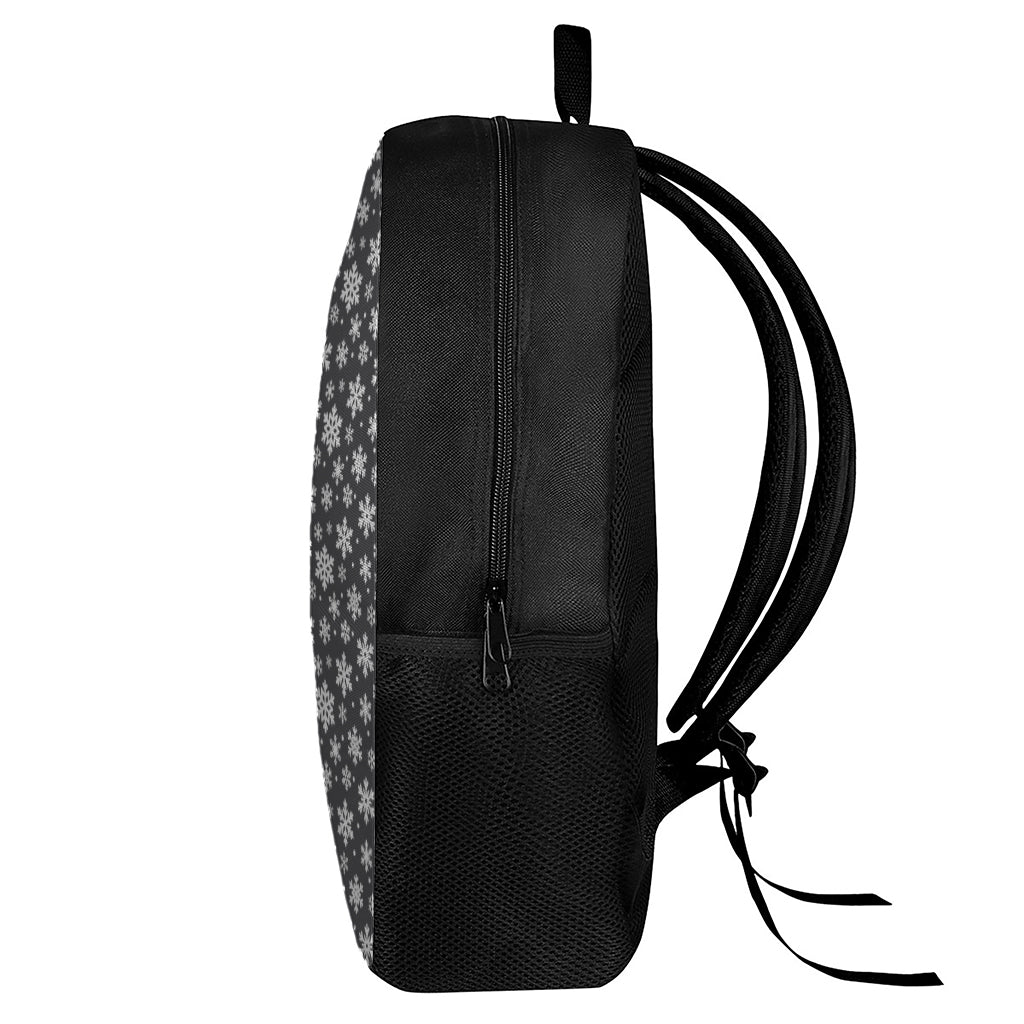 White And Grey Snowflake Pattern Print 17 Inch Backpack