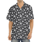 White And Grey Snowflake Pattern Print Aloha Shirt