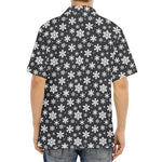 White And Grey Snowflake Pattern Print Aloha Shirt