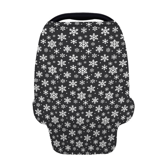 White And Grey Snowflake Pattern Print Baby Seat Cover