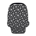 White And Grey Snowflake Pattern Print Baby Seat Cover