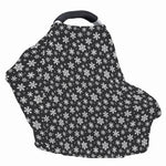 White And Grey Snowflake Pattern Print Baby Seat Cover