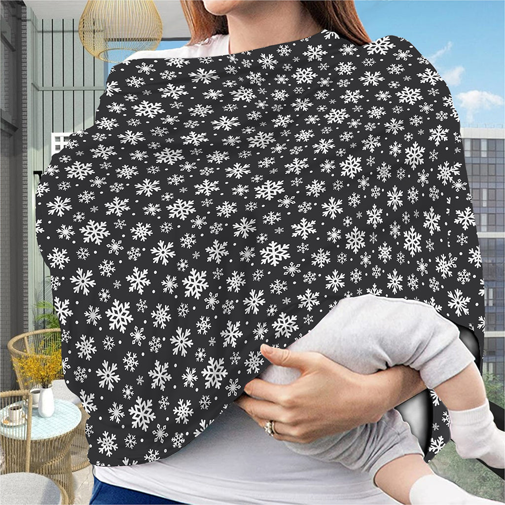 White And Grey Snowflake Pattern Print Baby Seat Cover