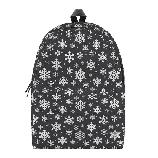 White And Grey Snowflake Pattern Print Backpack