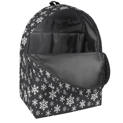White And Grey Snowflake Pattern Print Backpack