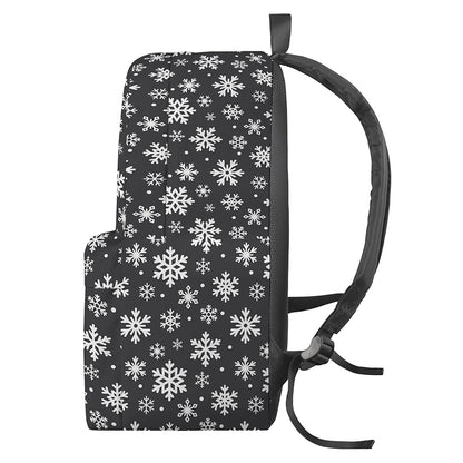 White And Grey Snowflake Pattern Print Backpack