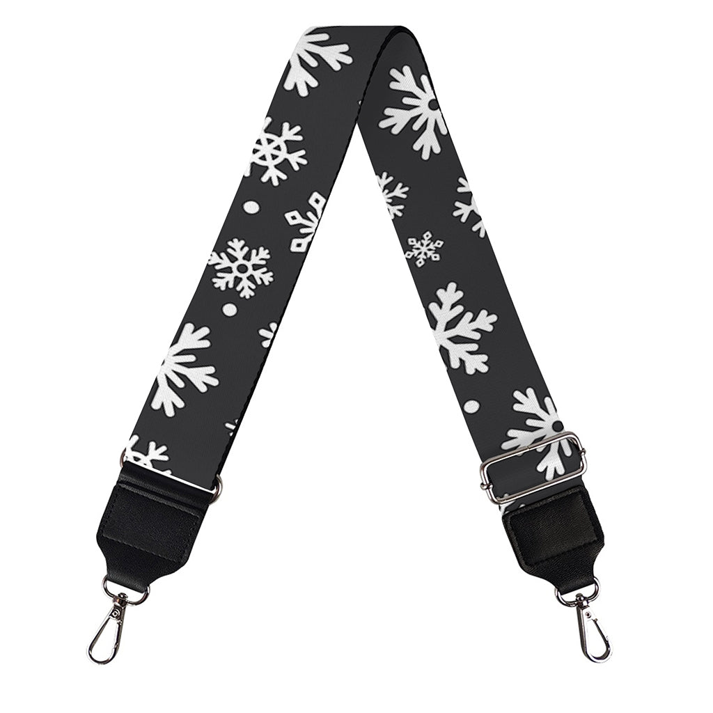 White And Grey Snowflake Pattern Print Bag Strap