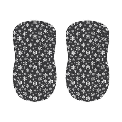 White And Grey Snowflake Pattern Print Bar Stool Covers