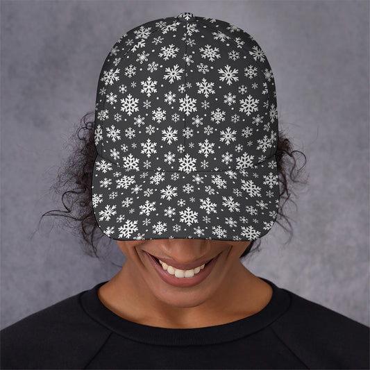 White And Grey Snowflake Pattern Print Baseball Cap